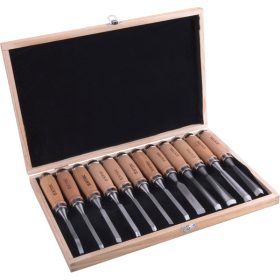   EXTOL PREMIUM fafaragó készlet ; 12db, fanyelű, dobozban, Cr.V., HRC 58-60