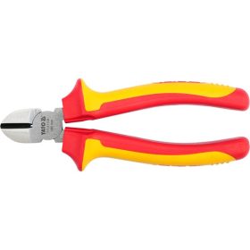   YATO oldalcsípő fogó, 160mm, szigetelt, 1000V, VDE, DIN ISO 5749, CV, duál piros/sárga nyél, akasztós szerszámtartó