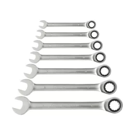   EXTOL PREMIUM racsnis csillag-villás kulcs klt. 7db; 8-19mm CrV. 72 foggal, 1 irányú forgás