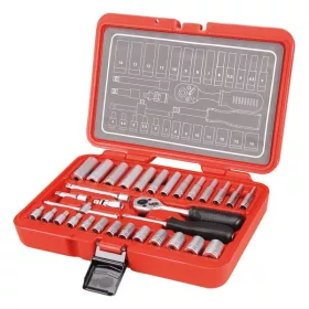   EXTOL PREMIUM dugókulcs klt. CV., 45fog; 1/4", 32db, dugófejek: 4-14mm, rövid+hosszú is