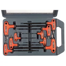   EXTOL PREMIUM imbuszkulcs klt. 9db, gömbfejű (25° munkaszög), CV., gumírozott T-nyelű,  2, 2,5, 3, 4, 5, 6, 7, 8, 10mm, műanyag koffer