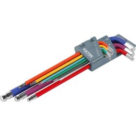   EXTOL PREMIUM imbuszkulcs klt., 9db, több színű, extra hosszú; gömbfej, 9db 1,5-10mm, CV., 90-230mm