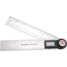  EXTOL PREMIUM digitális szögmérő-vonalzó, szög- és hosszmérésre, 0-360°, pontosság: ±0,3°, 2×200 mm, Alu szár mm és coll beosztással
