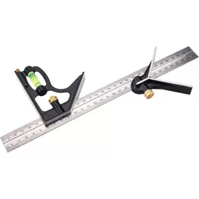   EXTOL PREMIUM asztalos kombinált derékszög/vízmérték/vonalzó, többfunkciós, 300 mm, ALU/Inox, mm beosztás, 0°-45°-90° beosztás
