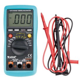   EXTOL PREMIUM digitális multiméter; Amper/Volt/Ohm mérő, hangjelző funkcióval, CE, 3 db 1,5V AAA elem