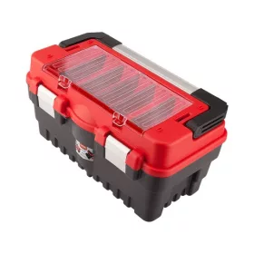   EXTOL PREMIUM szerszámosláda, műanyag 462×256×242mm, fémcsatos, tálcával, lakatolható, ALU nyél