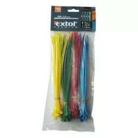   EXTOL PREMIUM kábelkötegelő 3,6×200mm 100db, 4 színű (piros, kék, sárga, zöld), nylon;
