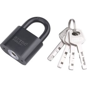   EXTOL PREMIUM lakat, vas, fekete, 4db kulcs; 30mm, edzett acél kengyel, szárátmérő: 5 mm