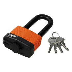   EXTOL PREMIUM lakat, laminált, vízálló, hosszított kengyel, 4db kulcs; 40mm, kengyelszárátmérő:8/12mm