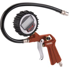   EXTOL PREMIUM gumiabroncs fúvató pisztoly, digitális manométerrel, max.13 Bar, 1/4" tömlőcsatlakozó, 85-142 l/perc, 2×1,5V AAA elem