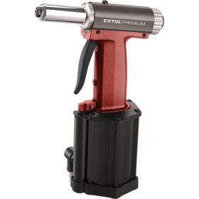   EXTOL PREMIUM pneumatikus popszegecshúzó; ALU, réz, acél, INOX szegecsekhez, 2,4-3,2-4,0-4,8mm, 1/4" csatlakozó, üzemi nyomás: 4-5 Bar