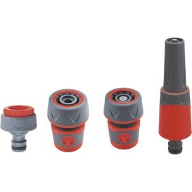   EXTOL PREMIUM locsoló alap szett, 3/4" tömlőhöz; 4 db (1db szórófej, 2 db gyorscsatlakozó, 1 db kuplung csatlakozó 1/2"-3/4")