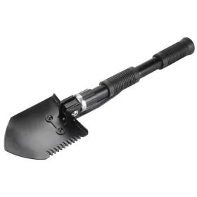   EXTOL PREMIUM túraásó, összecsukható; hossz:40cm, szélesség: 9,5cm, kapa-, csákány- és fűrész módon is használható, vászon tartóban