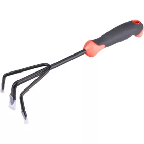   EXTOL PREMIUM kerti gereblye, 3 fogas, 32 cm, fém, műanyag/TPR nyél