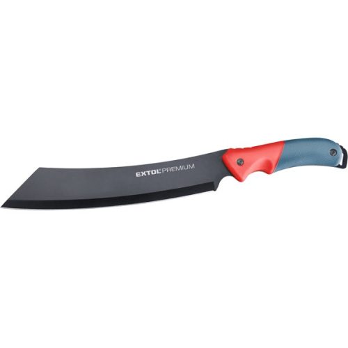 EXTOL PREMIUM bozótvágó kés (machete), teljes/penge hossz: 400/265mm, ívelt rozsdamentes acél penge, PP+TPR nyél, nylon tok
