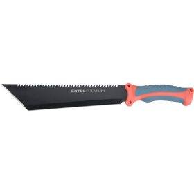  EXTOL PREMIUM bozótvágó kés (machete), teljes/penge hossz: 395/260mm, fogazott rozsdamentes acél penge, PP+TPR nyél, nylon tok