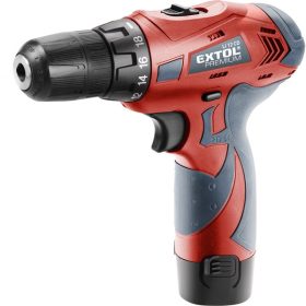   EXTOL PREMIUM akkus fúrócsavarozó, 12V, Li-ion, 2db akku, 1db töltő, 1300 mAh, 21Nm