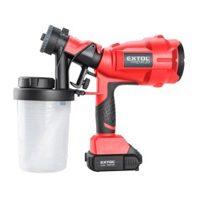  EXTOL akkus festékszóró gép, Share20V, 20V, Li-ion, 1db akku, 1db töltő, 2000 mAh, 700 ml/perc