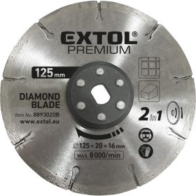   EXTOL PREMIUM gyémántvágó korong 125×20mm,  2az1ben Twin Blade rendszer, kőhöz és csempéhez, 8893020 vágógéphez
