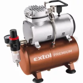   EXTOL PREMIUM olajmentes légkompresszor, 230V/150W, 6 bar, 23 l/perc, 3l tank, airbrush festéshez is használható