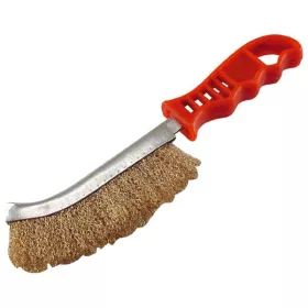   N1 drótkefe hajlított, műanyag nyél; rezezett, 24cm, 30mm szálhossz