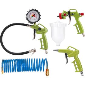   EXTOL CRAFT alap légkompresszor tartozék szett, 4db (lefuvató piszt. festékszóró, abroncsfúvó piszt.,spiráltömlő) 1/4" gyorscsatl.