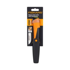   Fiskars Kés épületgépészeti munkákhoz, tokba épített élezővel