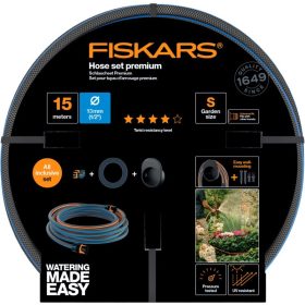   Fiskars Locsolótömlő szett, 13 mm-es (1/2) tömlővel, tartóval 15 m Q4